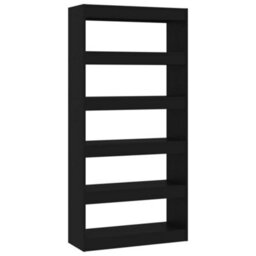 Berkfield Book Cabinet/room Divider Black 80X30X166 Cm Engineered Wood - thumbnail 2