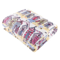 furn. Furn Beach Huts Fleece Printed Throw, Multicoloured, 130 X 150Cm - thumbnail 1
