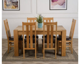That's Furniture Kuba 150 X 85 Cm Chunky Medium Oak Dining Table And 6 Chairs Dining Set With Princeton Chairs - thumbnail 2