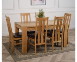 That's Furniture Kuba 150 X 85 Cm Chunky Medium Oak Dining Table And 6 Chairs Dining Set With Princeton Chairs - thumbnail 3