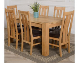 That's Furniture Kuba 150 X 85 Cm Chunky Medium Oak Dining Table And 6 Chairs Dining Set With Princeton Chairs