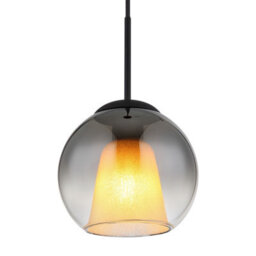 Luminosa Lighting Luminosa Barry 20Cm Dome Pendant Ceiling Light Matt Black Ball Smoke Glass Shade 1X E27 - thumbnail 3
