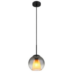 Luminosa Lighting Luminosa Barry 20Cm Dome Pendant Ceiling Light Matt Black Ball Smoke Glass Shade 1X E27 - thumbnail 1