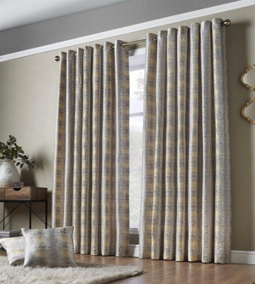 Luxury Living Flections Eyelet Ring Top Curtains Ochre/silver - image 1