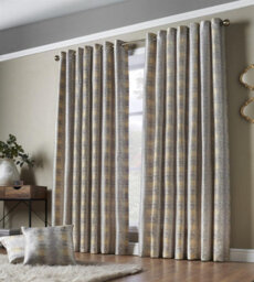 Luxury Living Flections Eyelet Ring Top Curtains Ochre/silver - thumbnail 1