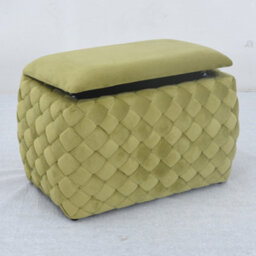 Plumeo Velvet Storage Ottoman - Green - thumbnail 2