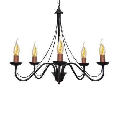 Luminosa Lighting Luminosa Malbo Multi Arm Pendant Ceiling Light Black, Copper 60Cm