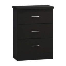 Interior Emporium 3-Drawer Bedside Table - Compact Nightstand With Storage - Modern Bedroom Furniture (Black) - thumbnail 1