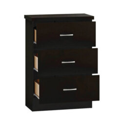 Interior Emporium 3-Drawer Bedside Table - Compact Nightstand With Storage - Modern Bedroom Furniture (Black) - thumbnail 3