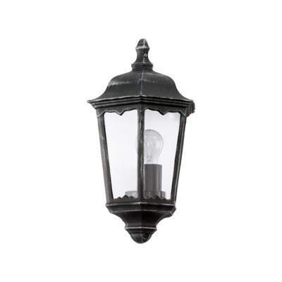 Elegant Ip44 Outdoor Wall Light In Black And Silver Patina With Clear Glass Shade - image 1
