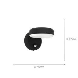 Eglo Fornaci Outdoor Led Wall Light With Motion Sensor, Warm White 3000K, Ip44 Weatherproof, Black Steel Housing - thumbnail 4