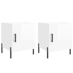Berkfield Bedside Cabinets 2 Pcs High Gloss White 40X40X50 Cm Engineered Wood - thumbnail 2