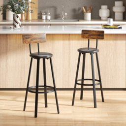 Wyld Haus Nato Set Of 2 Rustic Brown And Black Industrial Steel Frame Bar Stools, Tall Counter Height - thumbnail 2