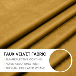Oxford Homeware Eyelet Velvet Curtains Ochre Fully Lined Blackout Thermal Insulated Eyelet Curtains Pair (W)228Cm X (L)228Cm - thumbnail 6