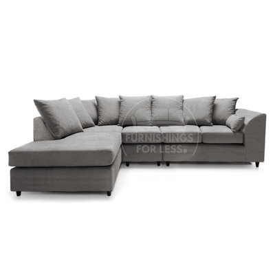 Furnishings For Less UK Casper Soft Chenille Fabric 5 Seater L Shaped Corner Sofa  Grey Left Hand Facing - Scatter Back - image 1