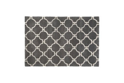 Orsina Modern Grey & White Hand Tufted Rug, Wool & Cotton Blend Soft Decorative Floor Rug, Circle Line Pattern Rug