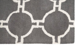 Orsina Modern Grey & White Hand Tufted Rug, Wool & Cotton Blend Soft Decorative Floor Rug, Circle Line Pattern Rug - thumbnail 3