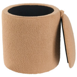 Wyld And Coco Boucle Storage Pouffes Set Of 2 Light Brown Round Ottomans With Hidden Storage - thumbnail 7