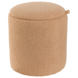 Wyld And Coco Boucle Storage Pouffes Set Of 2 Light Brown Round Ottomans With Hidden Storage - thumbnail 6