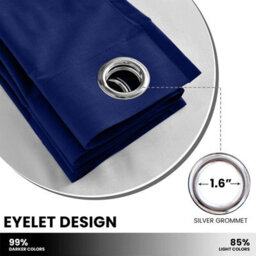 Imperial Rooms Blackout Curtain-Thermal Ready Made Eyelet Curtain (2 Panel) For Living Room Curtain Navy, (W)2.28Mx(L))2.74M - thumbnail 4