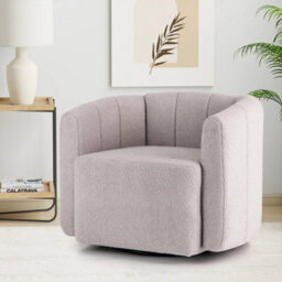 Swivel Barrel Chair Modern Upholstered Sherpa Accent Chair Grey - thumbnail 6
