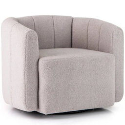 Swivel Barrel Chair Modern Upholstered Sherpa Accent Chair Grey - thumbnail 1