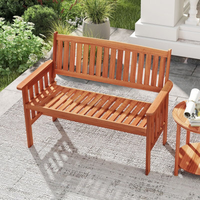 Costway Wood Garden Bench 2-Person Patio Park Bench With Backrest - image 1