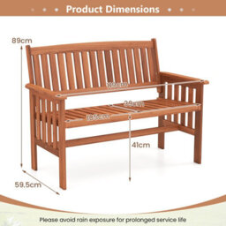 Costway Wood Garden Bench 2-Person Patio Park Bench With Backrest - thumbnail 3