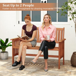 Costway Wood Garden Bench 2-Person Patio Park Bench With Backrest - thumbnail 4