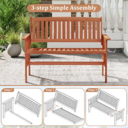 Costway Wood Garden Bench 2-Person Patio Park Bench With Backrest - thumbnail 7