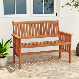 Costway Wood Garden Bench 2-Person Patio Park Bench With Backrest - thumbnail 2