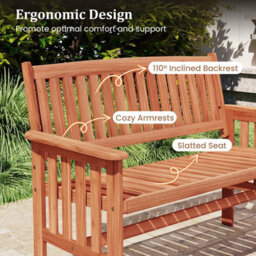Costway Wood Garden Bench 2-Person Patio Park Bench With Backrest - thumbnail 5