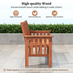 Costway Wood Garden Bench 2-Person Patio Park Bench With Backrest - thumbnail 6