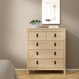 Furniture To Go Barcelona Package - Bedside Table 2 Drawers + Chest 5 Drawer + 2 Door Wardrobe In Jackson Hickory Oak - thumbnail 8