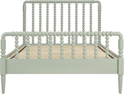 Statement Furniture Cromwell 3Ft Wooden Bed Frame With Bobbin Design Headboard And Foot End - Pale Olive - image 1