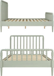Statement Furniture Cromwell 3Ft Wooden Bed Frame With Bobbin Design Headboard And Foot End - Pale Olive - thumbnail 3
