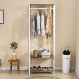 Homcom Coat Rack, 2-In-1 Clothes Stand With Shoe Storage For Hallway, Grey - thumbnail 6