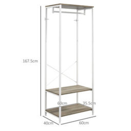 Homcom Coat Rack, 2-In-1 Clothes Stand With Shoe Storage For Hallway, Grey - thumbnail 3