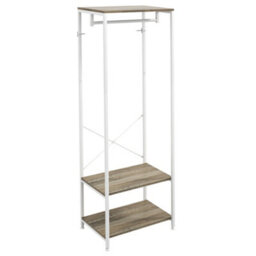 Homcom Coat Rack, 2-In-1 Clothes Stand With Shoe Storage For Hallway, Grey - thumbnail 2