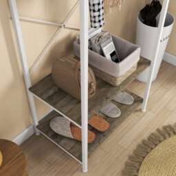 Homcom Coat Rack, 2-In-1 Clothes Stand With Shoe Storage For Hallway, Grey - thumbnail 9