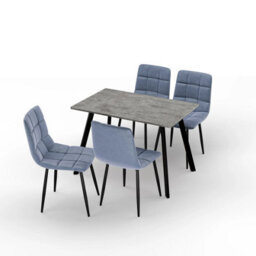 Urbn-Living Urbn Living 110Cm Dining Table & 4 Pcs Velvet Chairs Set Modern Metal Kitchen Furniture Concrete Table And Madison Blue Chair - thumbnail 1