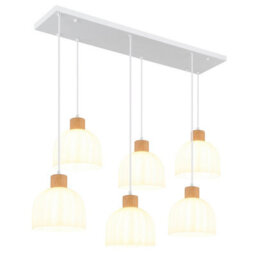 Luminosa Lighting Luminosa Swanson Cluster Pendant Ceiling Light Matt White, Glass Opal Shades, 6X E27 - thumbnail 1