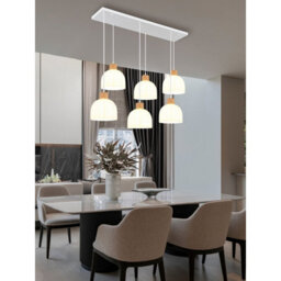 Luminosa Lighting Luminosa Swanson Cluster Pendant Ceiling Light Matt White, Glass Opal Shades, 6X E27 - thumbnail 2