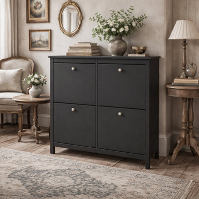 Wyld Haus Gossmere Matt Black 4-Door Shoe Cabinet 1024X246X1029mm - image 1