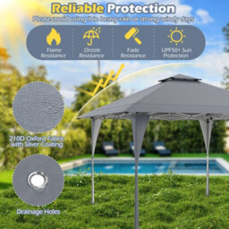 Costway 395 X 395 Cm Pop Up Canopy Tent Outdoor Easy Setup Gazebo-Grey - thumbnail 6