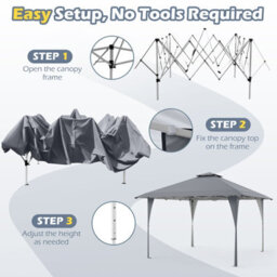 Costway 395 X 395 Cm Pop Up Canopy Tent Outdoor Easy Setup Gazebo-Grey - thumbnail 5