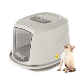 Cat Centre.Direct Cat Centre Medium Grey Cat Hooded Set: Litter Tray + Scoop + Tray Mat + Carbon Filter - thumbnail 2
