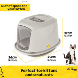 Cat Centre.Direct Cat Centre Medium Grey Cat Hooded Set: Litter Tray + Scoop + Tray Mat + Carbon Filter - thumbnail 3