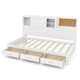 Costway Wooden Sofa Bed Frame With 3 Drawers Single/double Size Guest Bed - thumbnail 2