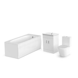Nes Home Basin Vanity Unit & Close Coupled Wc Toilet With Straight Edge Bath Bathroom Suite - thumbnail 5